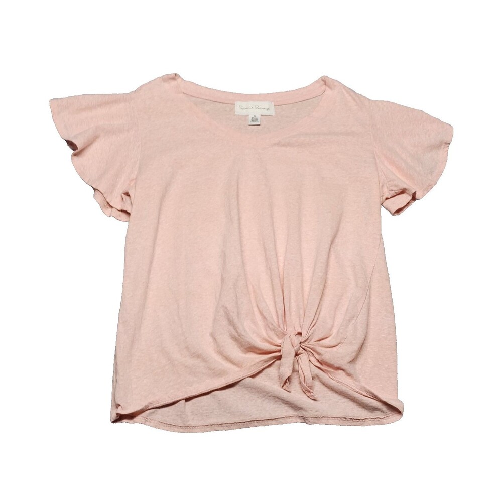 Pink French Laundry  Women's Size XL Short Sleeve Tie Front Shirt